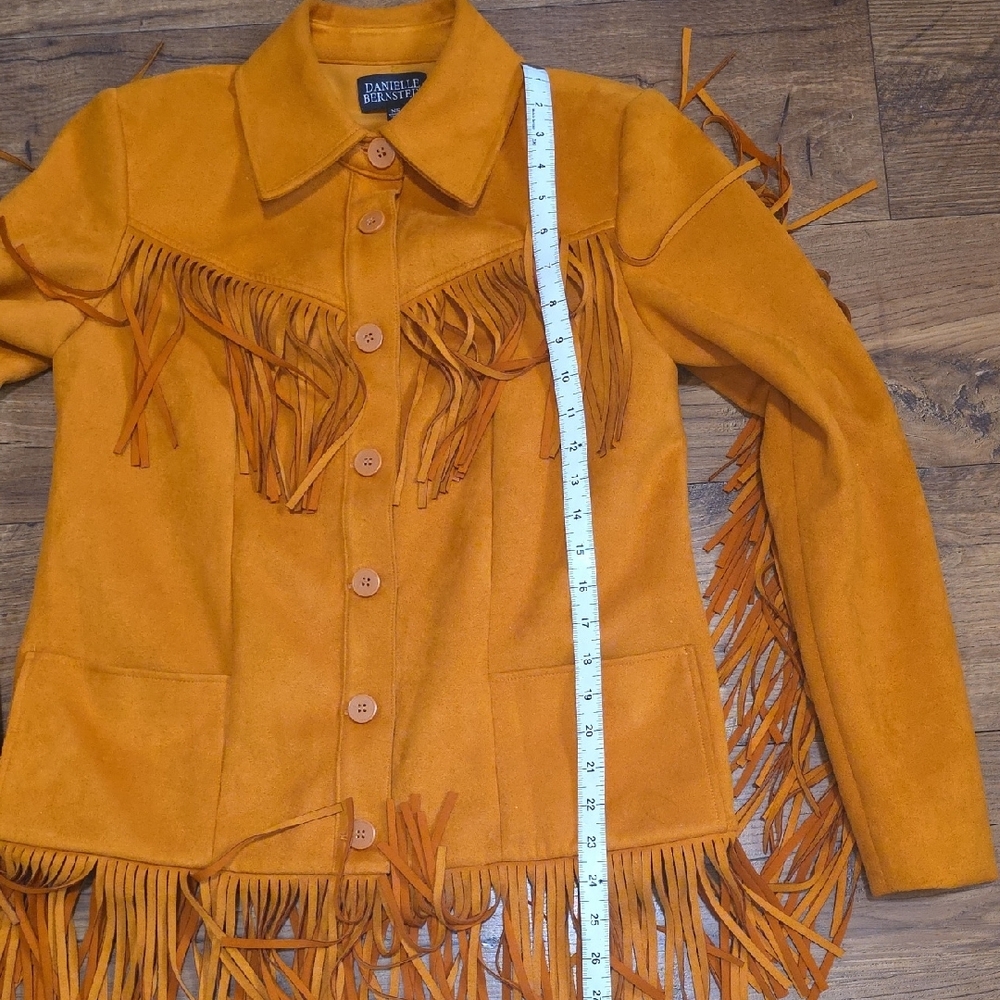 DANIELLE BERNSTEIN Mustard Leather Fringe Jacket - Picture 8 of 8